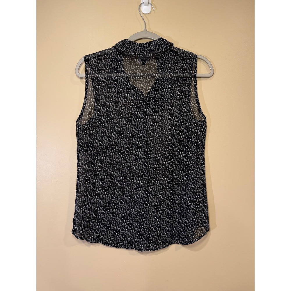 Cabi Women Sleeveless Blouse‎ Black Small Music Note Print Ruffle Office Teacher - Picture 5 of 7